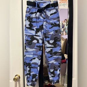 Blue camo cargo pants